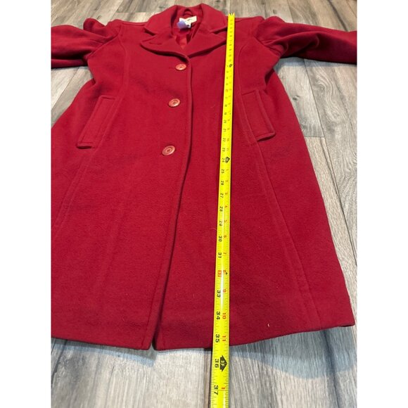 L.L. Bean Womens LambsWool Red Button Classic PeaCoat Size 8 Regular QHTH2 Thins - Picture 5 of 11